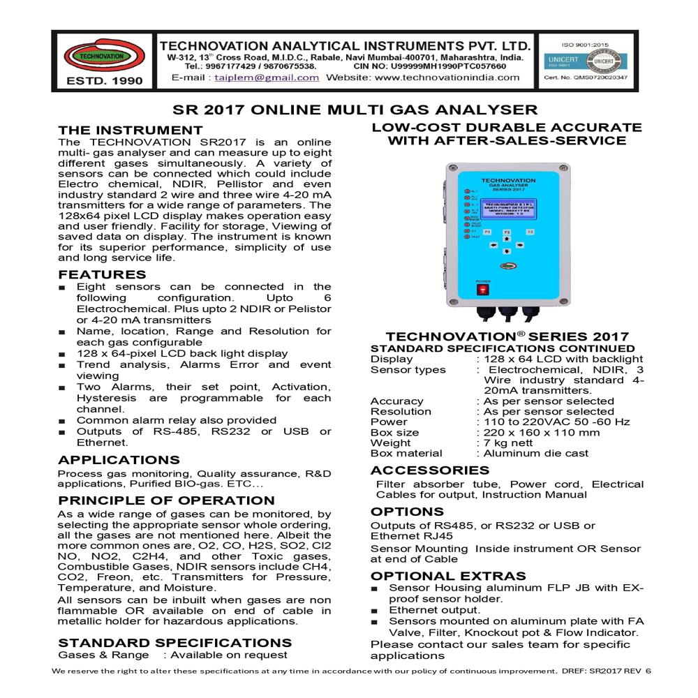 Sr 2017-online Multi Gas Analyzer - Automation Grade: Automatic