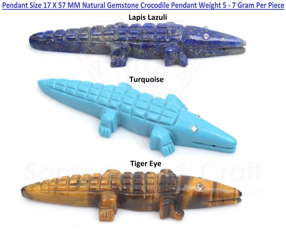 Crocodile Design Pendant Natural Gemstone Unique Design