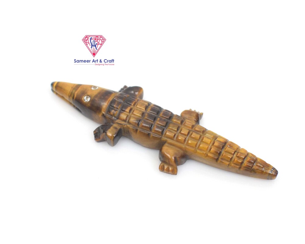 Crocodile Design Pendant Natural Gemstone Unique Design
