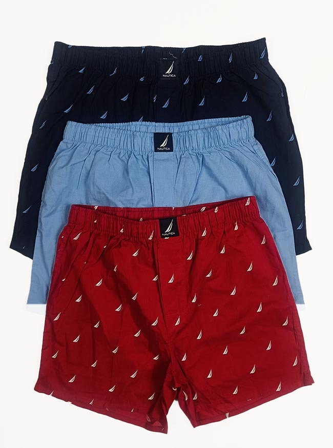 M11452 Nautica Mens Woven Boxers With Fly - Color: Multi