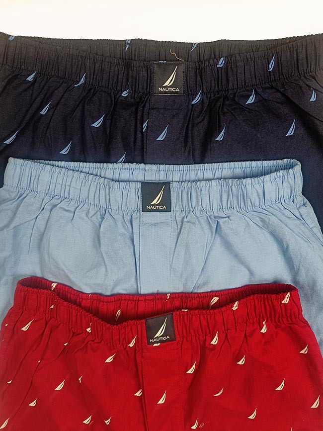 M11452 Nautica Mens Woven Boxers With Fly