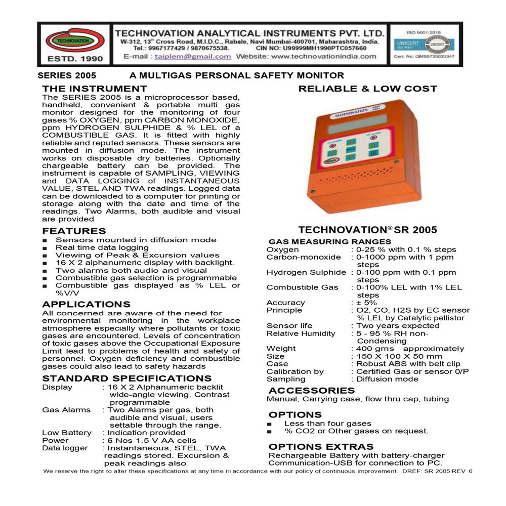 SR 2005 Multi gas Analyser
