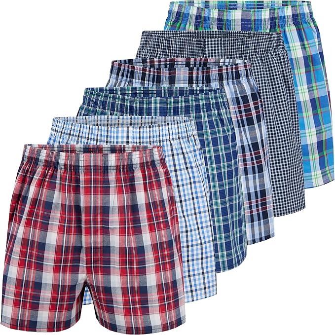 M11454 Mens Woven Boxers With Button Fly