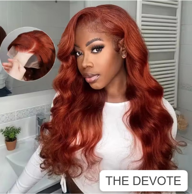 The Devote #33 Reddish Brown 13x4 Lace Frontal Human Hair Wig | Body Wave HD Transparent