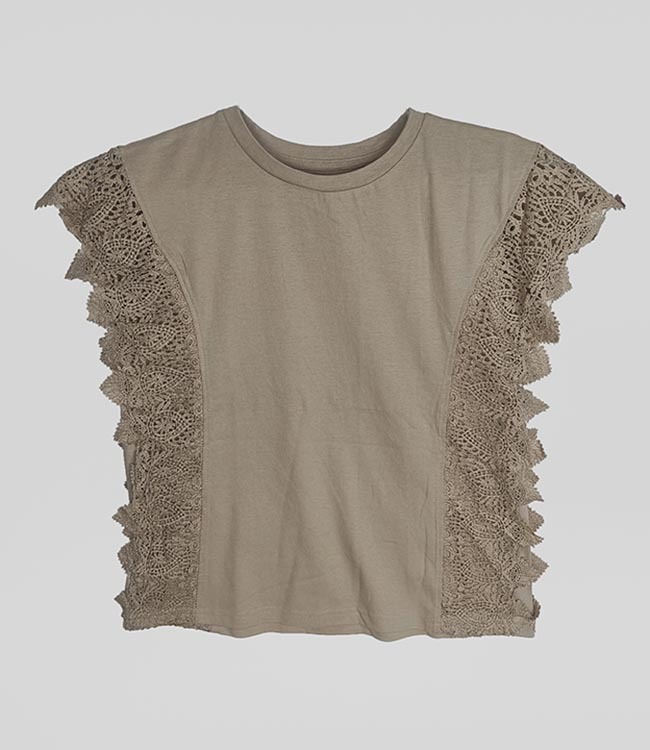 W13402 Ladies Crochet Trim Tops