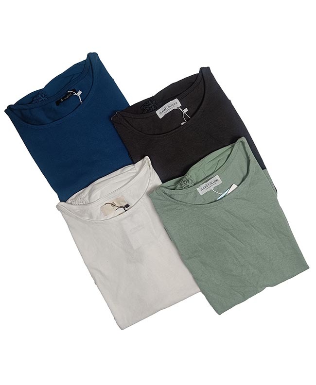 W13402 Ladies Crochet Trim Tops