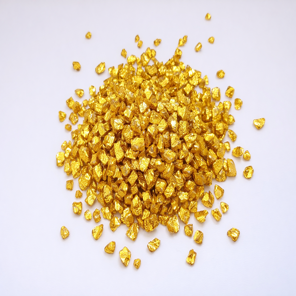 Golden Glass Chips Color Coated Glitter Glass Chips 3-6 Mm Special Art And Craft Used - Hardness: Rigid