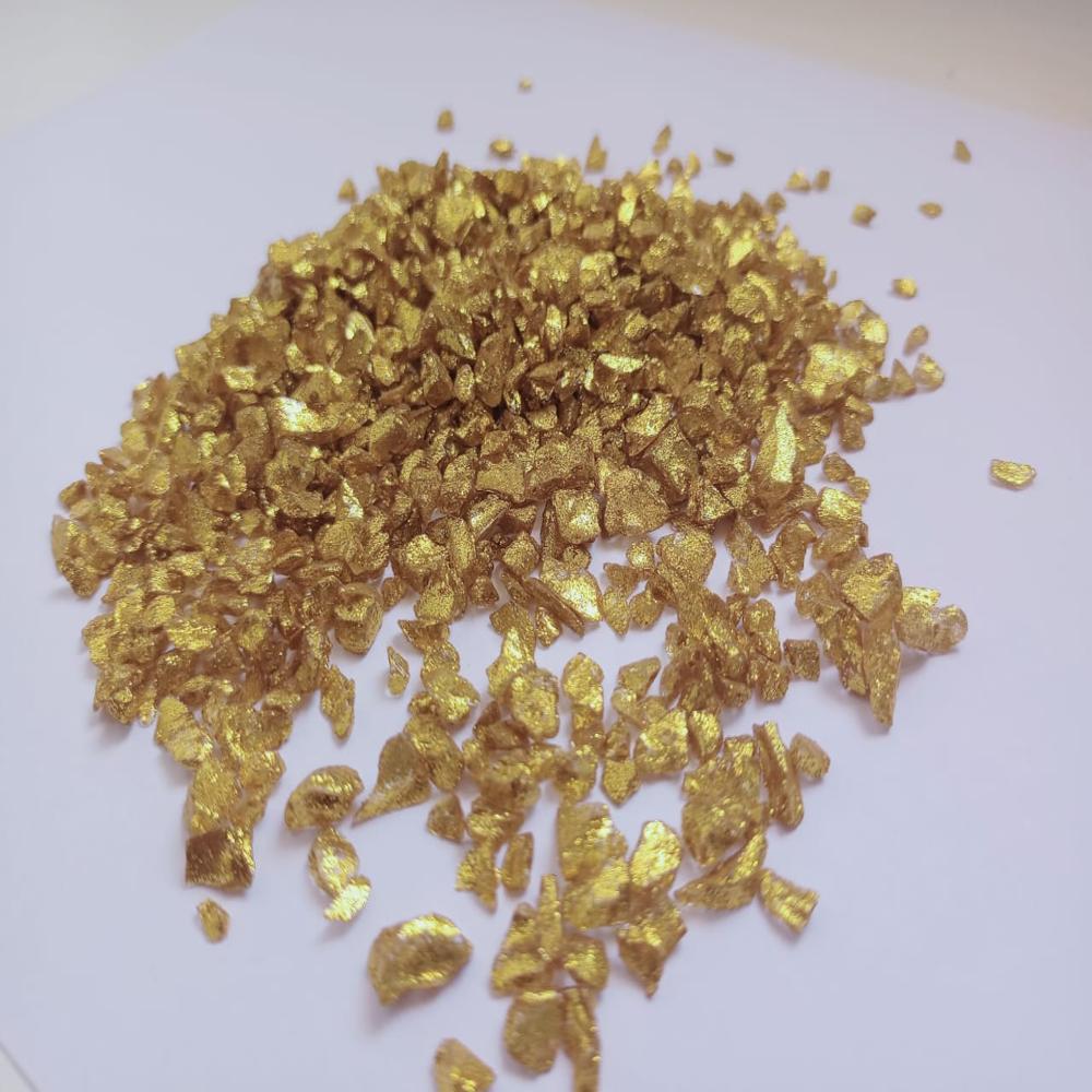 golden glass chips color coated glitter glass chips 3-6 mm special art and craft used