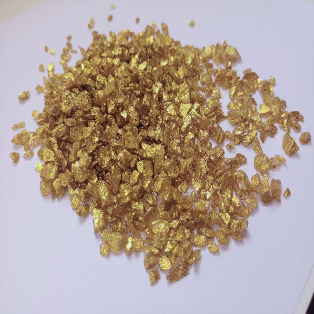 golden glass chips color coated glitter glass chips 3-6 mm special art and craft used