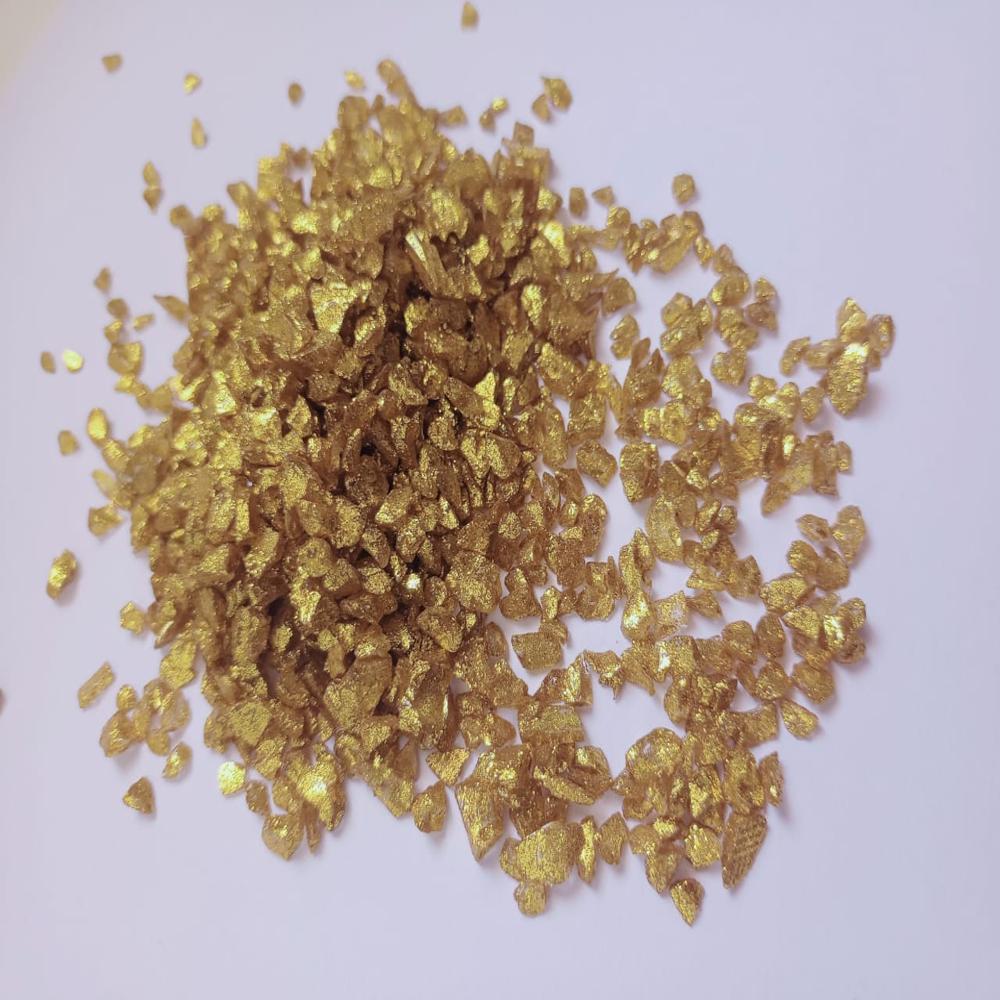 golden glass chips color coated glitter glass chips 3-6 mm special art and craft used