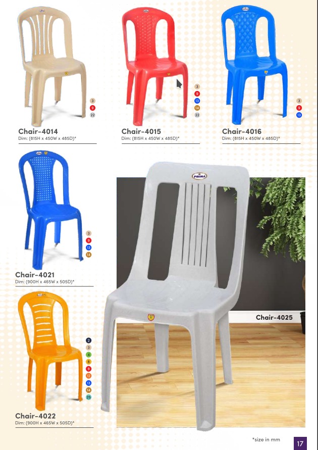 Armless Chairs - Color: Red