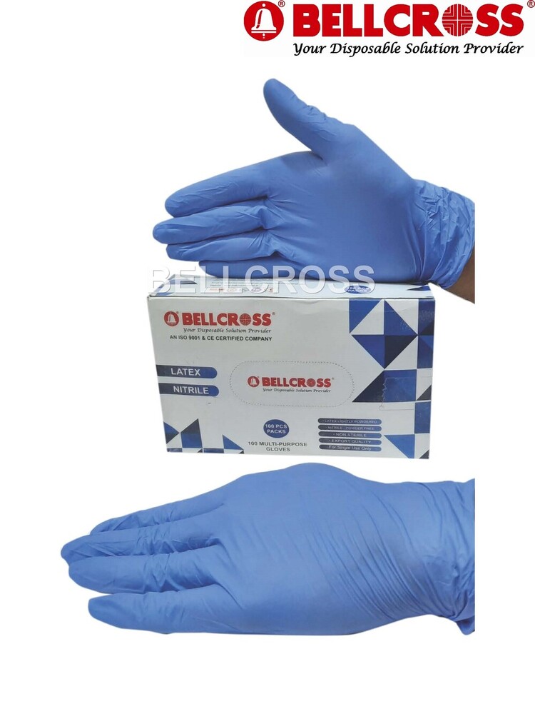 Nitrile Hand Gloves - Disposable Blue Nitrile Rubber , Medical Grade For Hospital Use , Available In Small, Medium, Large Sizes , 100 Pcs Box