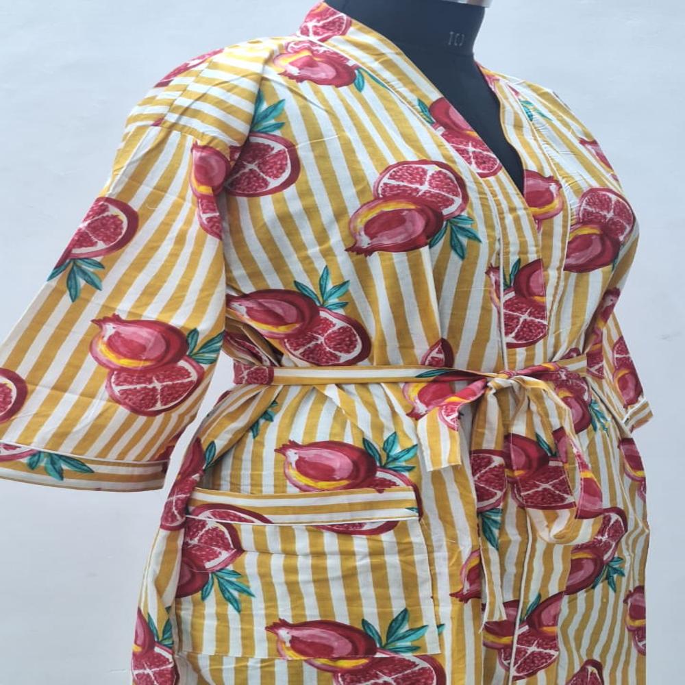 Hand Block Printed Cotton Bathrobe