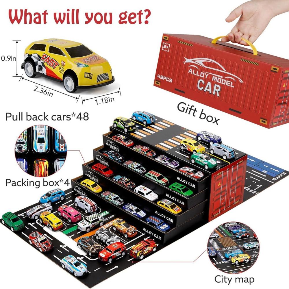 48 Pcs Pull Back Cars Set