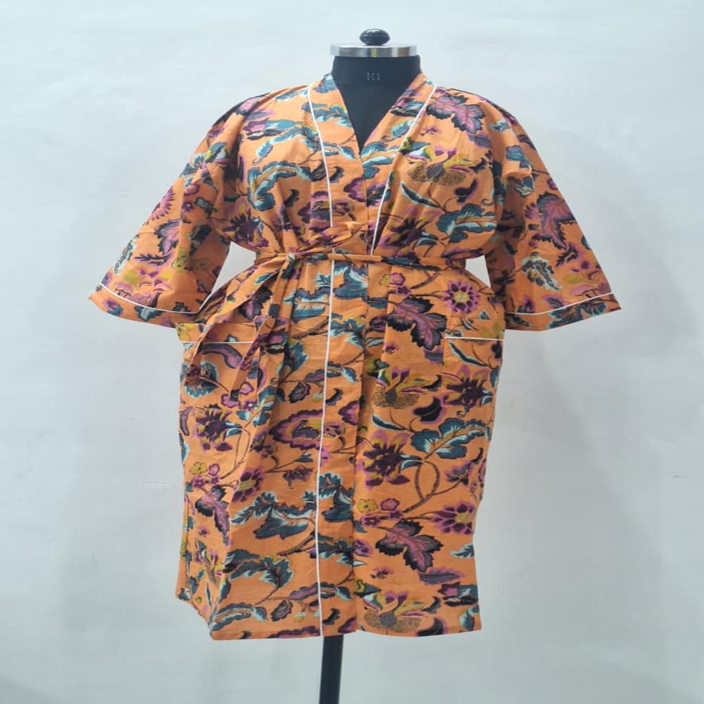 Floral Printed Cottn Bathrobe