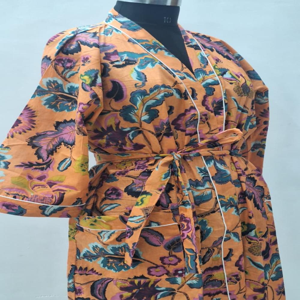 Floral Printed Cottn Bathrobe