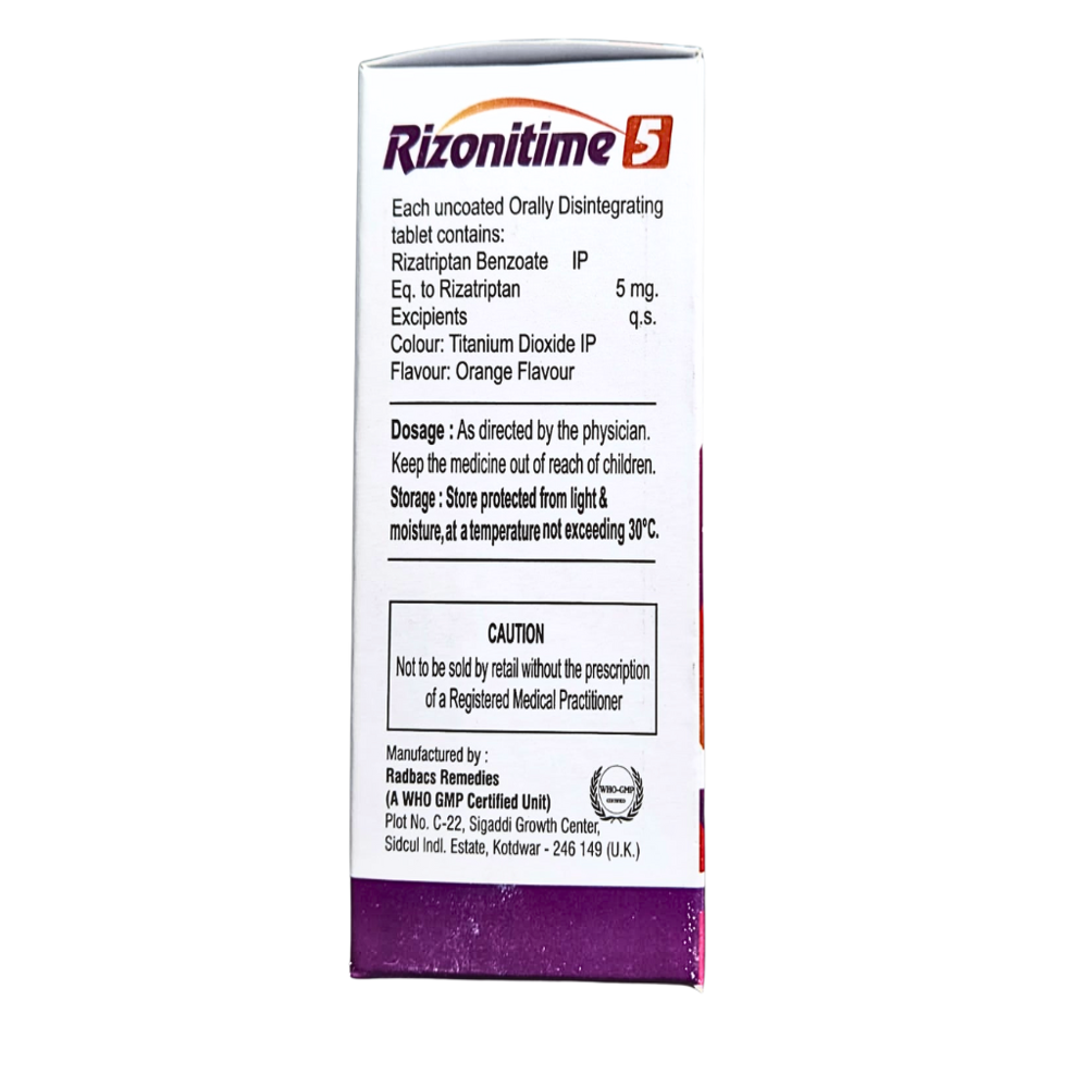 Rizatriptan Benzoate Orally Disintegrating Tablets 5 mg