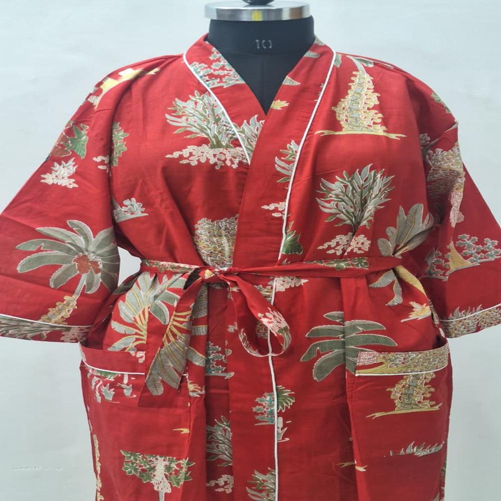 Hand Block Printed Cotton Bathrobe