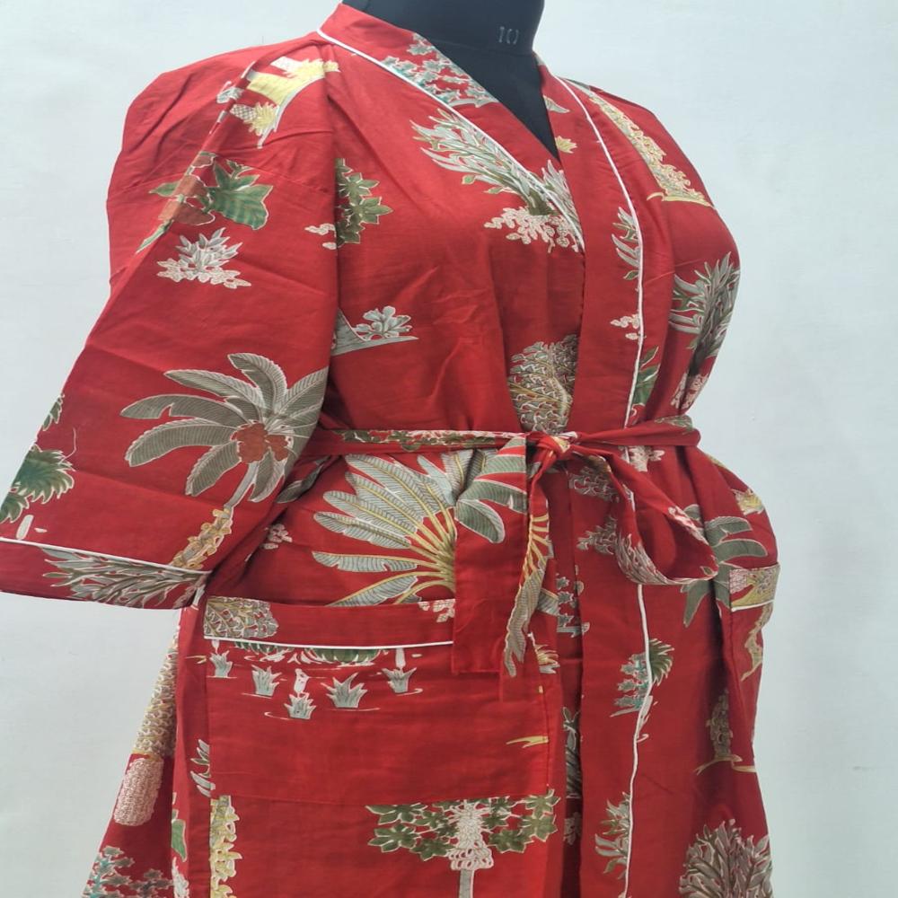 Hand Block Printed Cotton Bathrobe