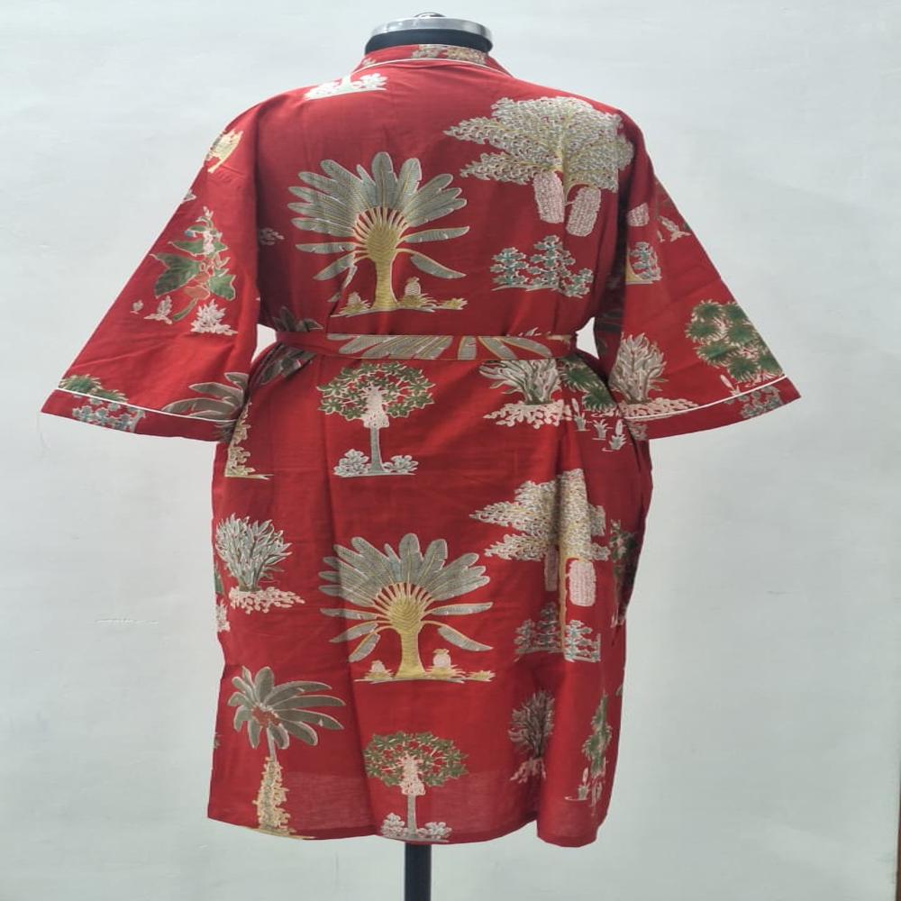 Hand Block Printed Cotton Bathrobe
