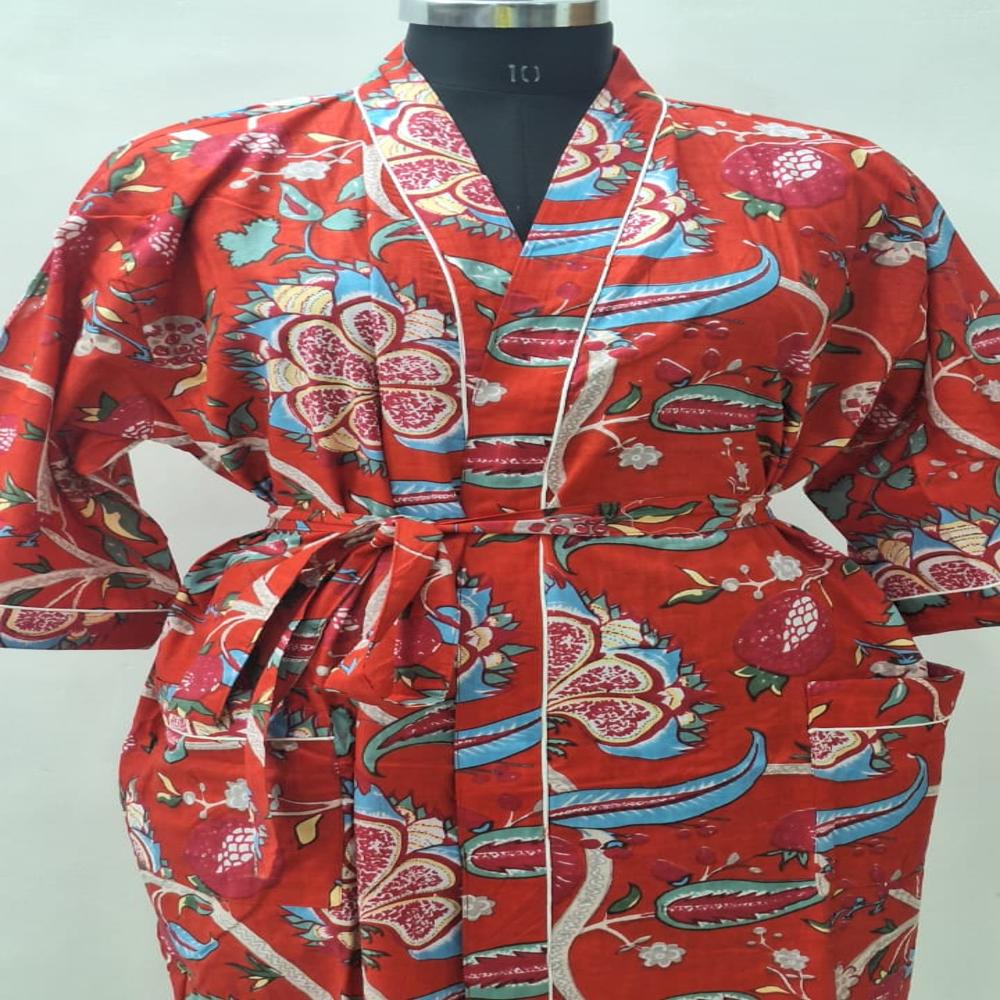 Hand Block Printed Cotton Bathrobe