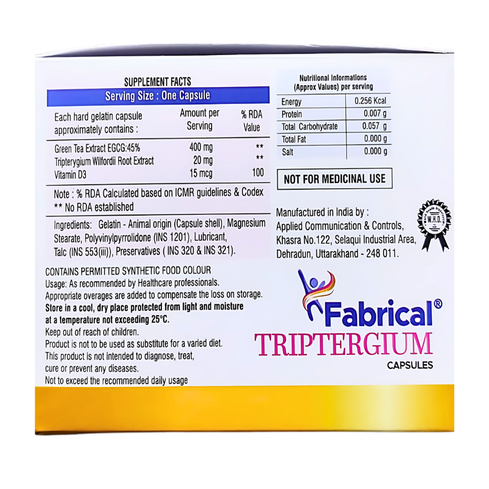 Green Tea Extract, Tripterygium Wilfordii Root Extract & Vitamin D3 Capsules