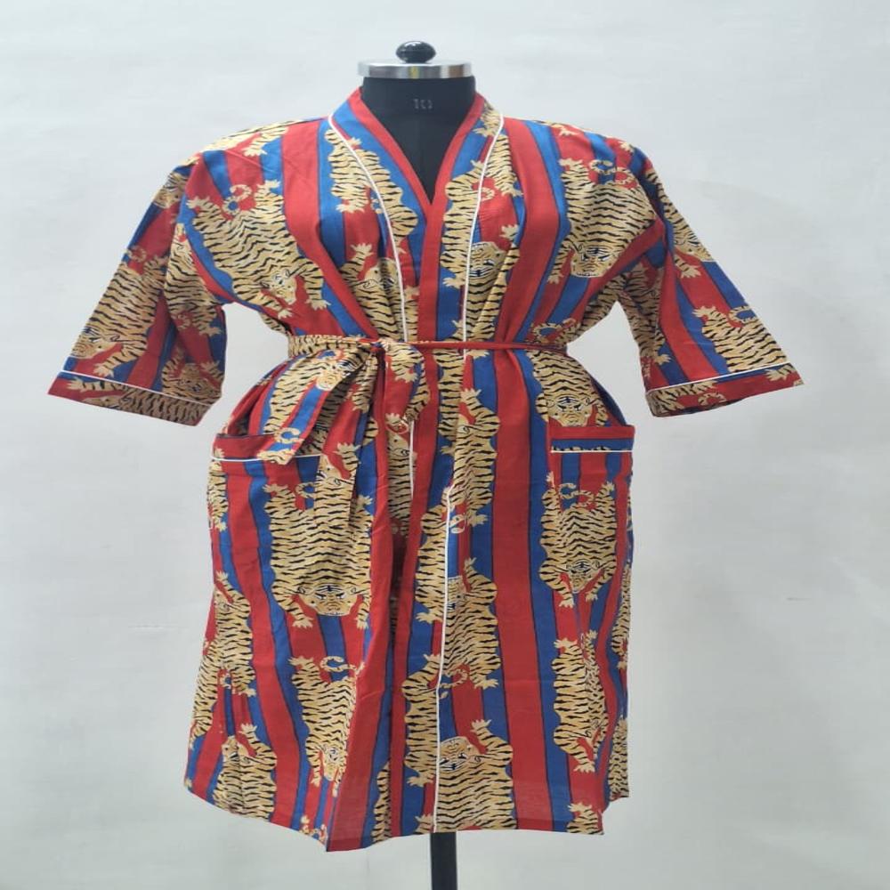 Beautiful hand Block printed Cotton bathrobe
