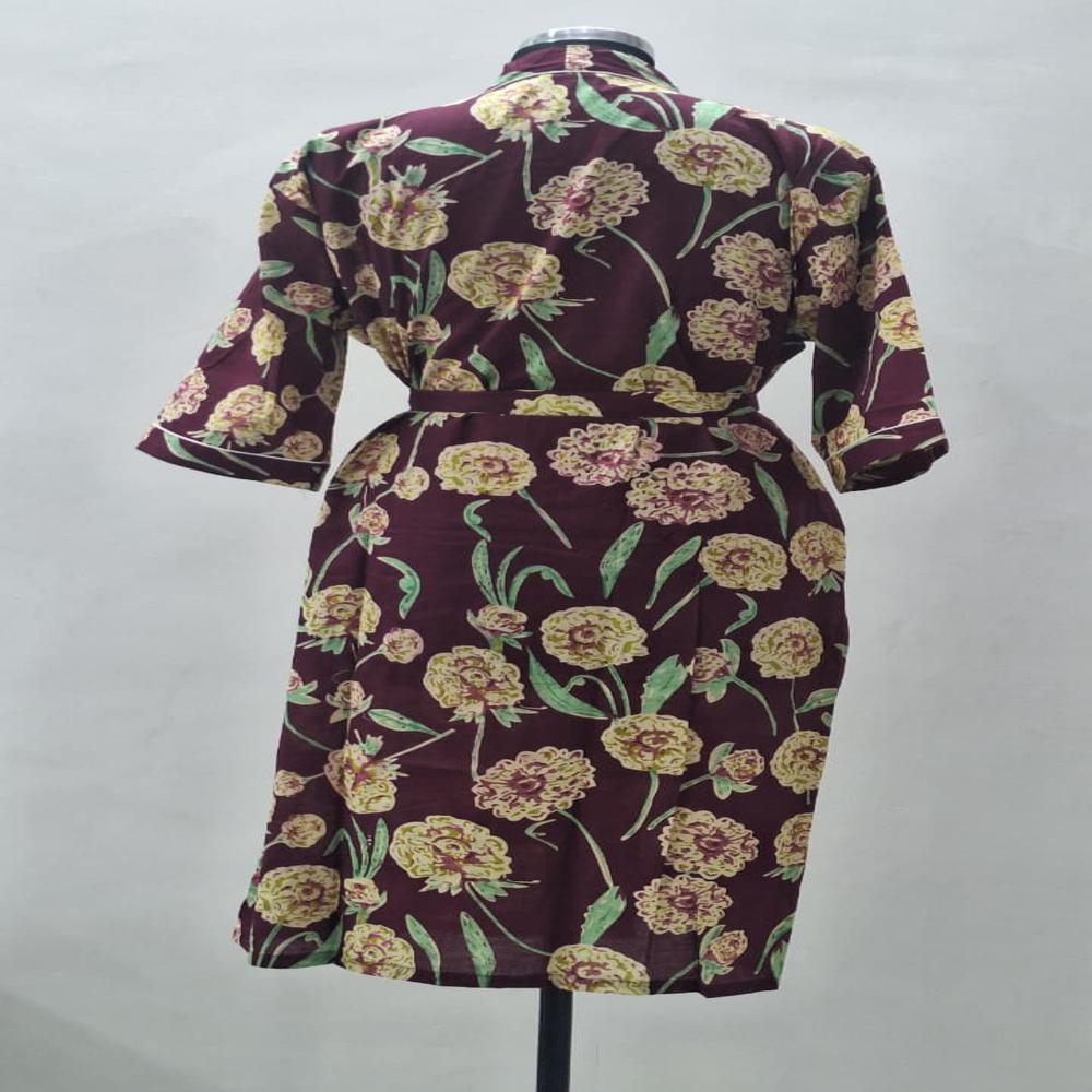 Hand Block printed Cotton Bathrobe