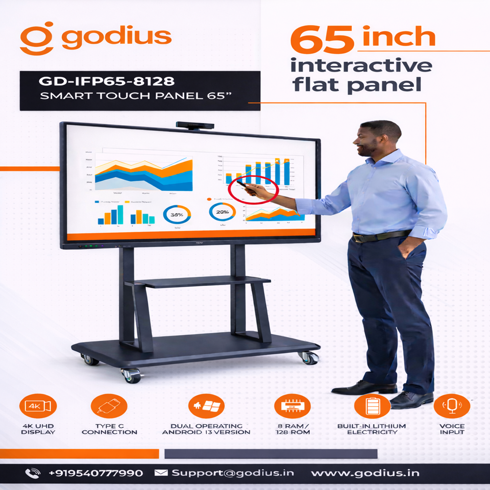 65 Inch Interactive Flat Panel Display Ifpd - Color: White