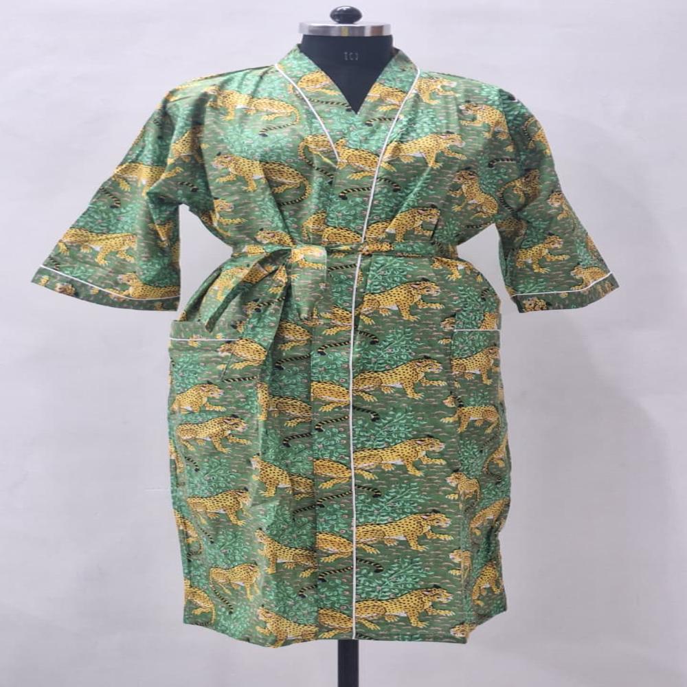 Block Printed Cotton Bathrobe