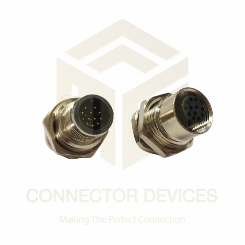 M12 12 Pin Male and female bulkhead front nut