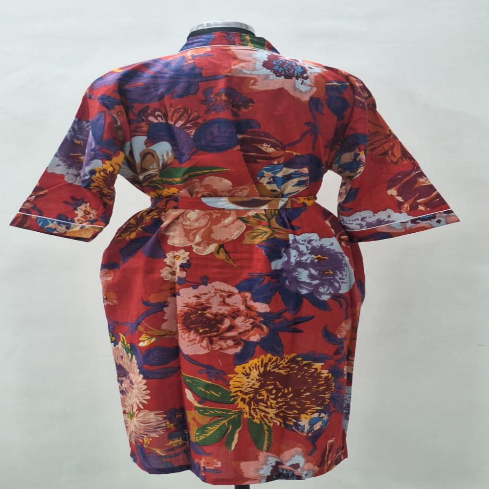 sanganeri Block Printed Cotton Bathrobe