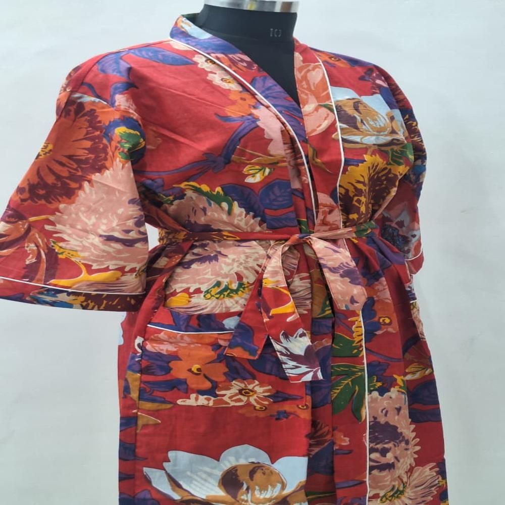 sanganeri Block Printed Cotton Bathrobe