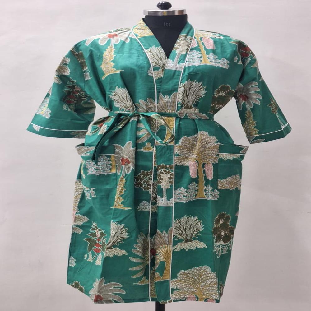 Jaipuri Hand Block printed Cotton Batrhrobe