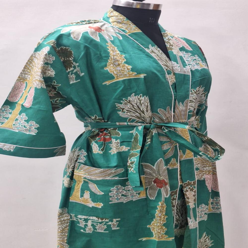 Jaipuri Hand Block printed Cotton Batrhrobe