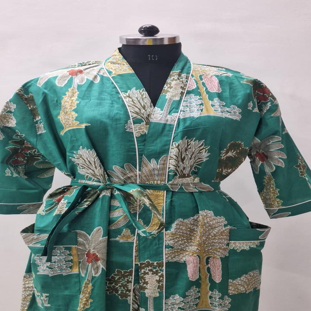 Jaipuri Hand Block printed Cotton Batrhrobe