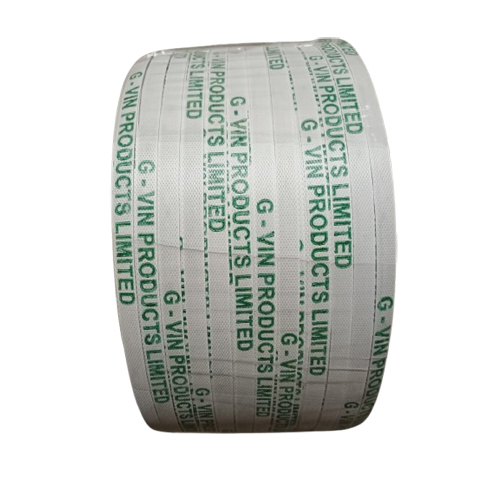 Dull White Green Print PP Box Strapping Roll
