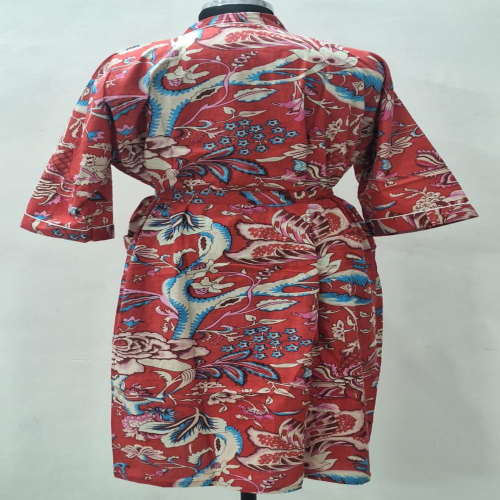 Hand block printed Cotton Bathrobe