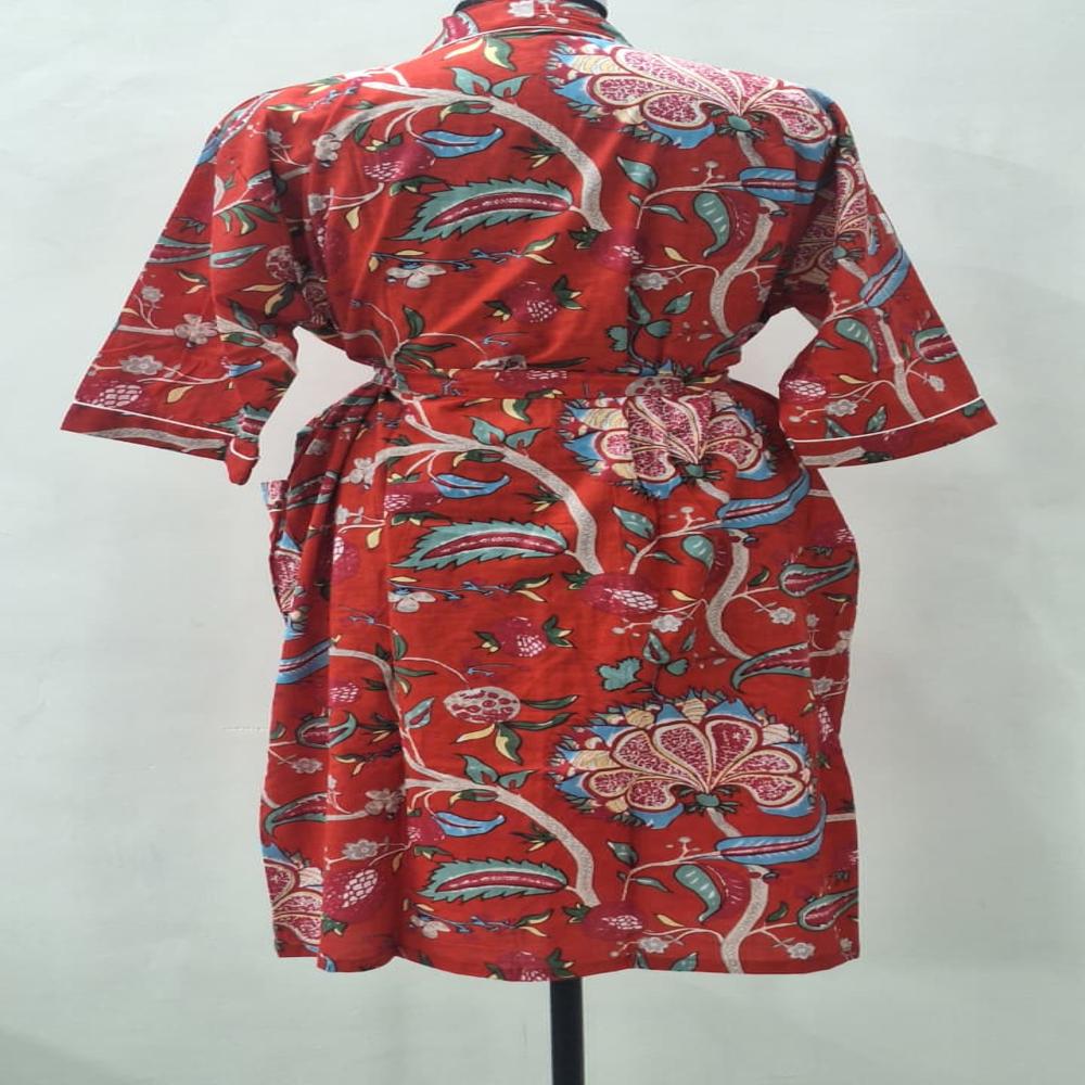 Hand block printed Cotton Bathrobe