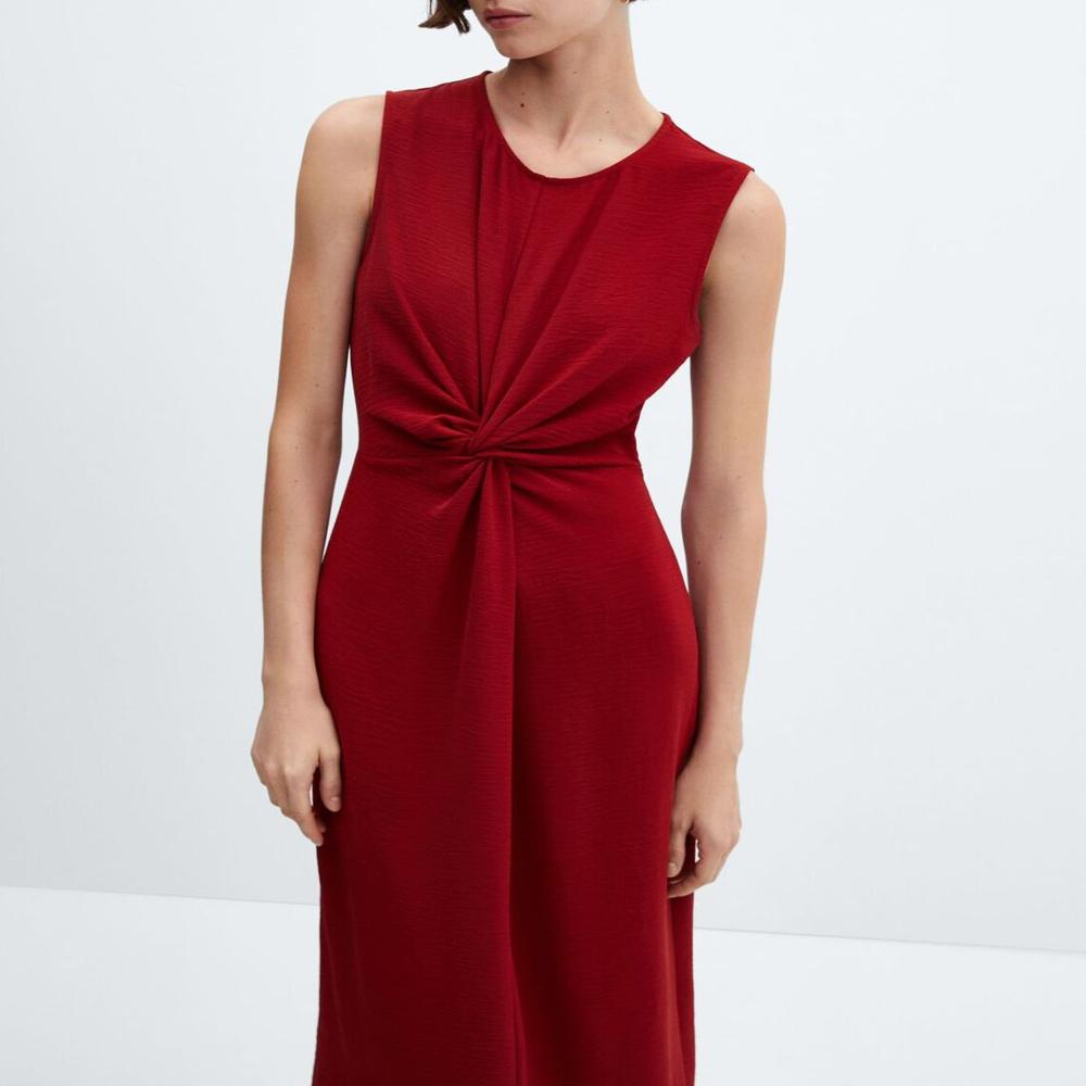 Export Surplus Women Solid Red Western Midi Dress