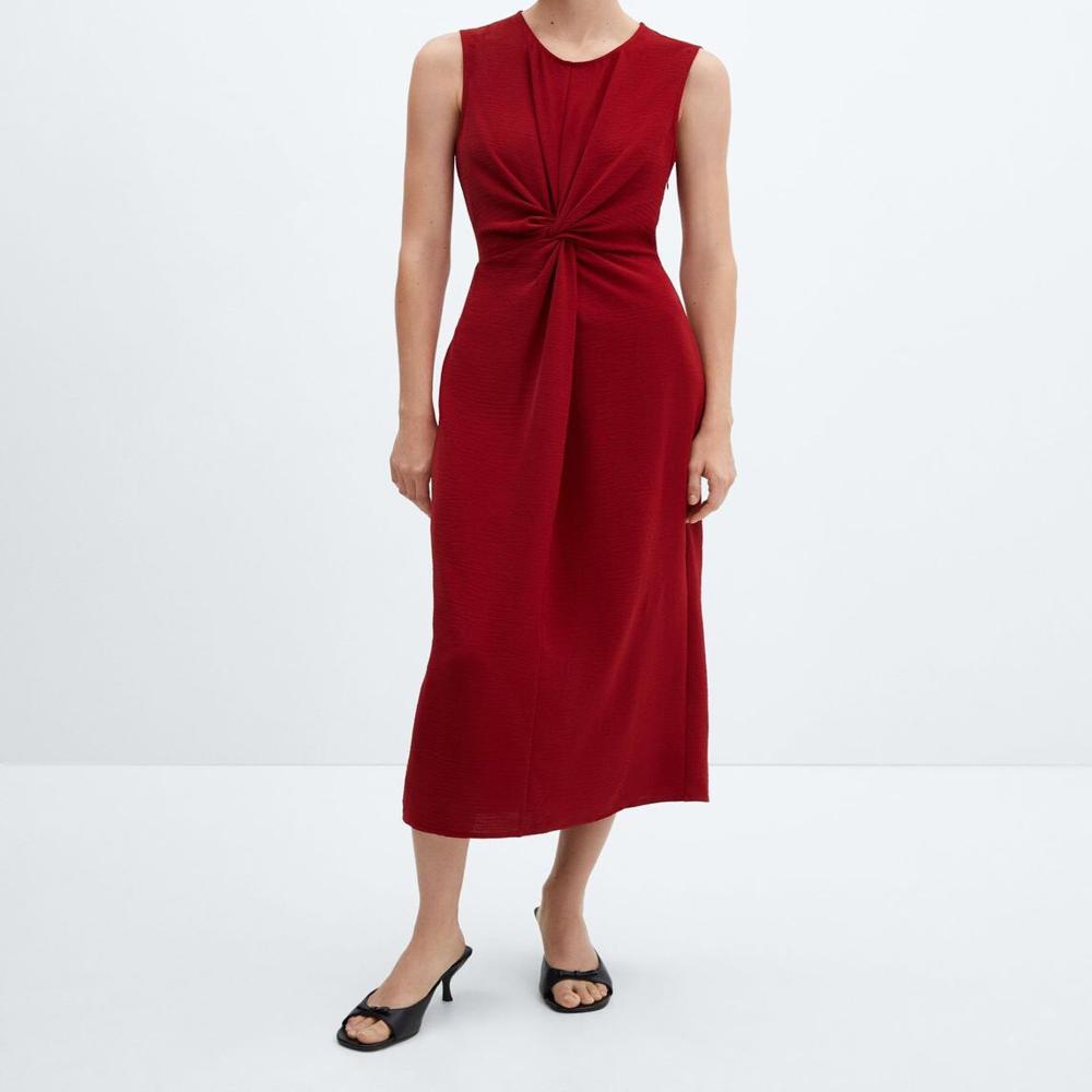 Export Surplus Women Solid Red Western Midi Dress