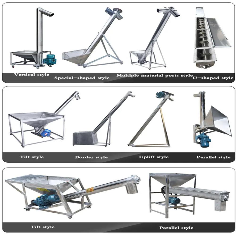 Spiral Screw Conveyor - Color: Metallic Grey Paint Coated