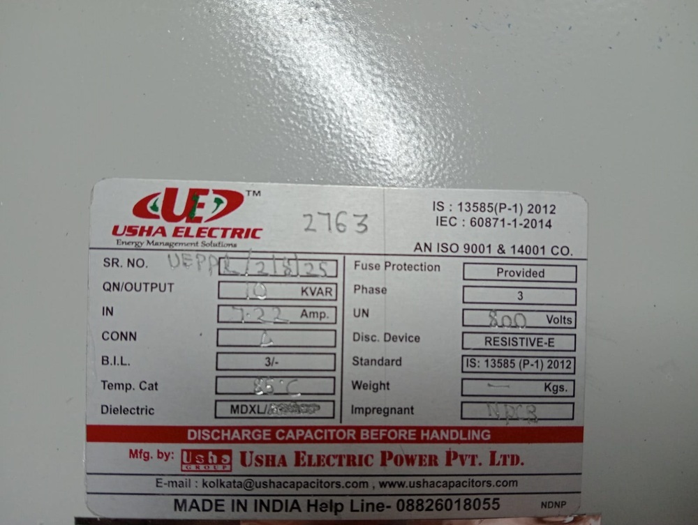 10 Kvar 800 Volt MDXL Type Capacitor