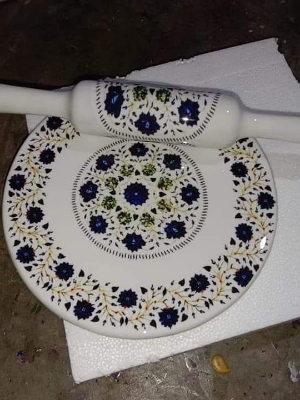 Marble meenakari belan and chowki