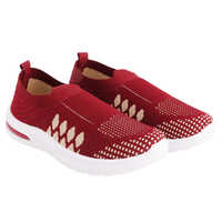Ladies Breathable Mesh Upper Shoes - Color: Red