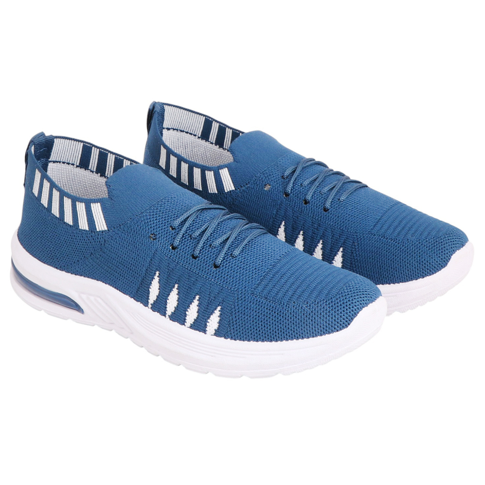 Ladies Blue Knitted Walking Shoes