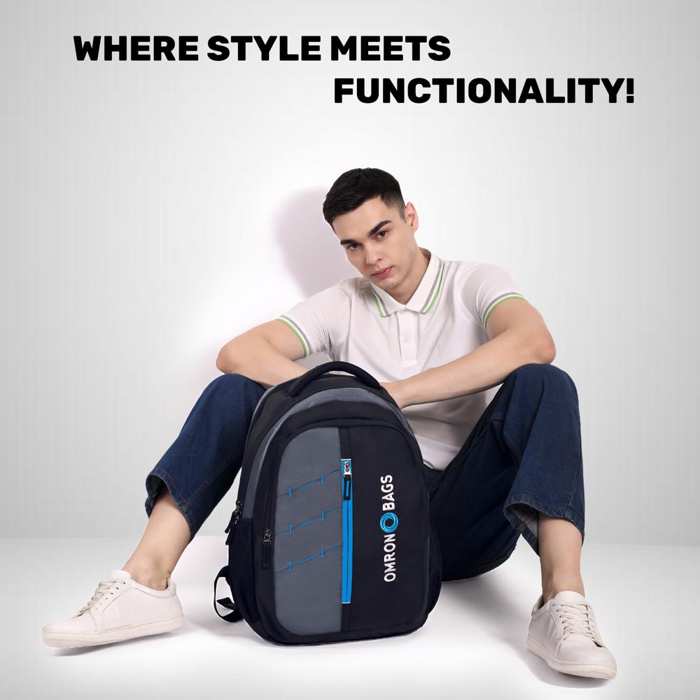 Printed Laptop Backpack - Color: Black