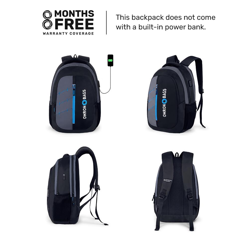 Printed Laptop Backpack - Color: Black