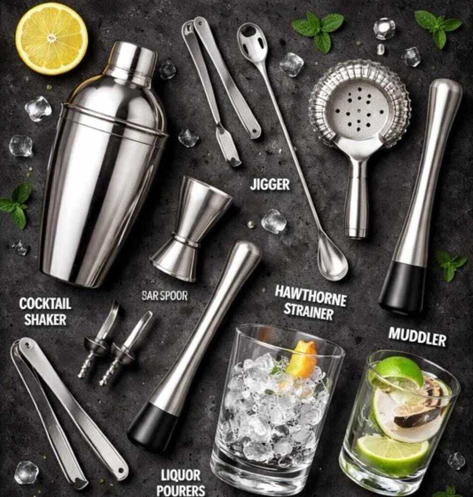 Bar Accessories Set - Color: Silver