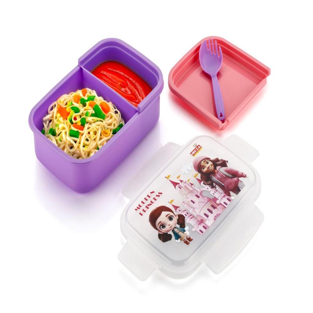 PLASTIC KIDS LUNCHBOX WITH PARTITION AND SPOON